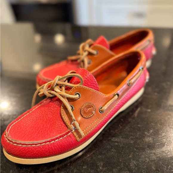 Dooney & Bourke Red and Tan Boat Shoes - Picture 1 of 4